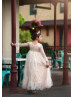 Bell Sleeves Ivory Lace Tulle Vintage Flower Girl Dress